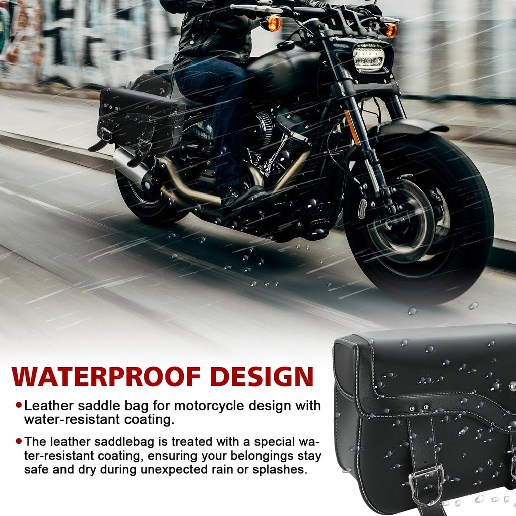 SUNPIE Motorcycle Saddlebags - Universal Leather Motorcycle Luggage Bag Waterproof Motorcycles Saddle bag with Large Capacity for Sportster Softail Shadow Dyna V-star