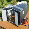 10x12 Metal Shed with Floor Frame Kit & Reinforced Construction - Translucent Roof Panels for Natural Light, Lockable Doors, Vents and Windows | Weatherproof Outdoor Storage for Garden/Backyard/Patio