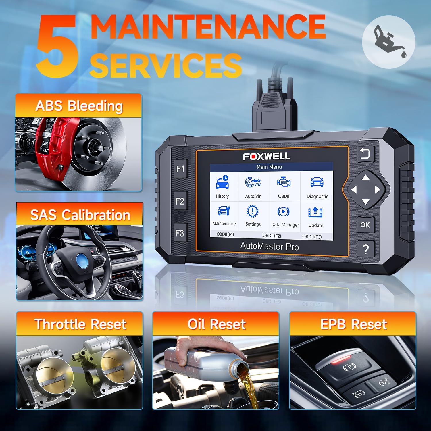 2025 FOXWELL NT614 Elite OBD2 Scanner with 5 Resets ABS Bleeding, SAS Calibration, Oil, EPB, Throttle, Upgrade of NT604 Code Reader Scan Tools, ABS SRS Engine Transmission Battery Test Car Scanner