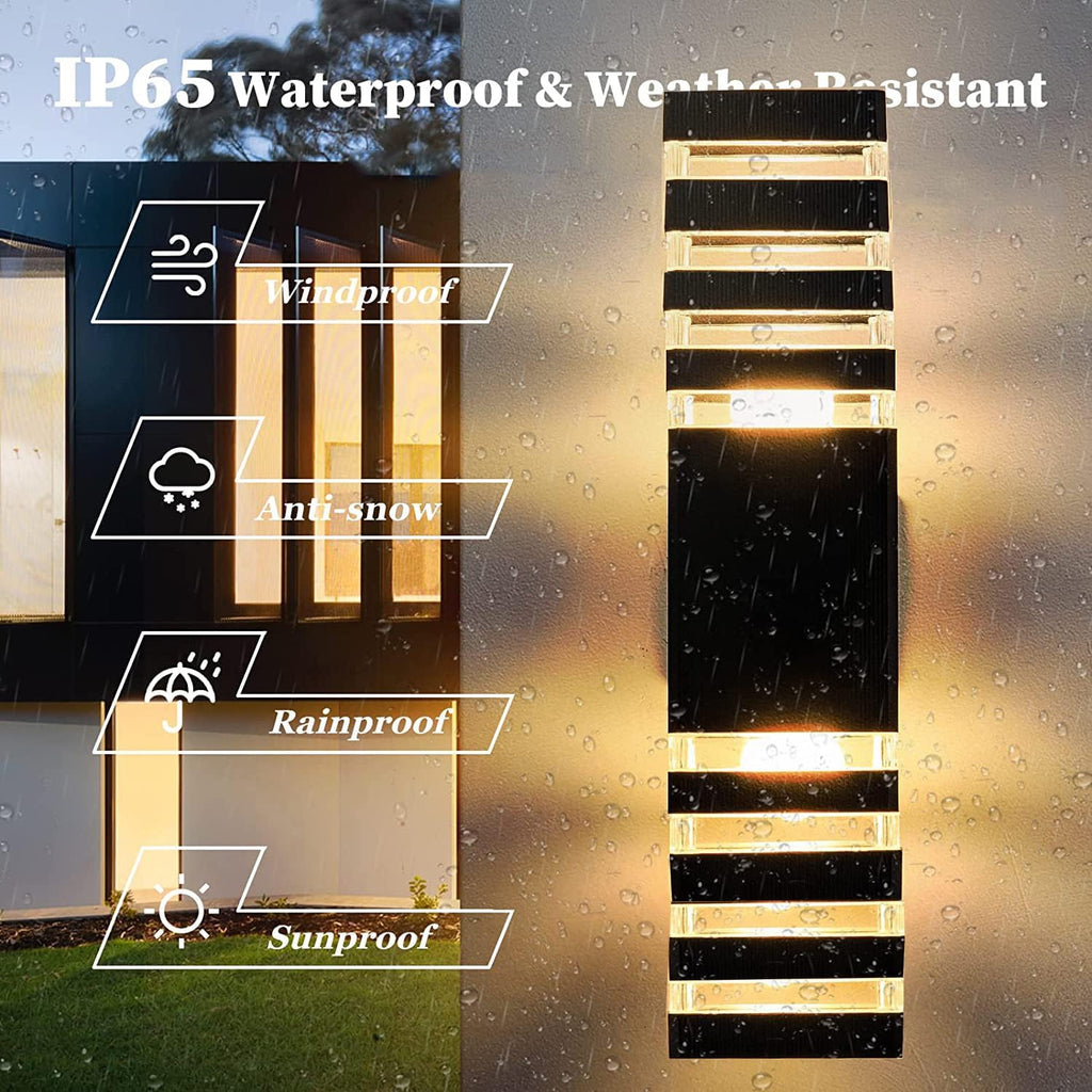 18inch LED Square Up & Down Wall Lights,24W Outdoor Wall Light 4000K Day White Aluminum Body Waterproof IP65 LED Exterior Light Fixtures Wall Mount for House Patio Garage Garden. (12 Pack)