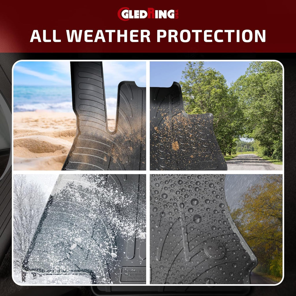Gledring USA Custom Fit All-Weather Rubber Floor mats Compatible with Mercedes Benz S-Class W221 2007-2013, No Trimming Required, Tailored Custom Fit, Protects from Rain, Mud and Snow.