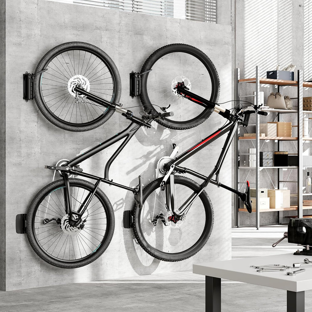 monTEK Swivel Bike Wall Mount – 2 Pack Garage Bike Hanger & Space-Saving Vertical Bike Rack for Garage & Apartment, Sturdy Bike Storage Hook Holds 66 lbs, Easy Installation & Scratch-Proof Design
