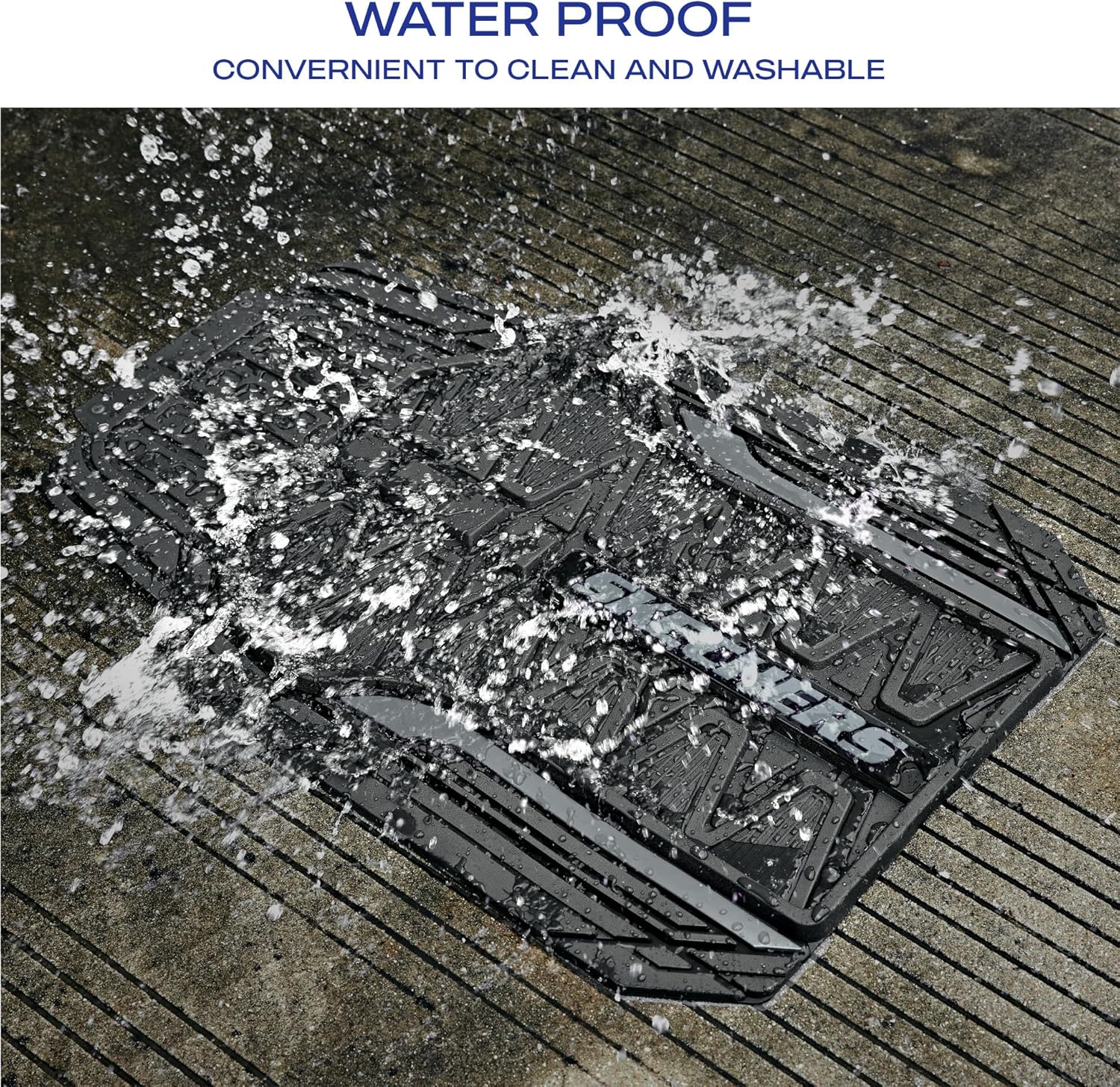 Skechers Car Floor Mats,Heavy Duty Rubber Car Mats Full Set,All Weather Floor Mats,Waterproof Trim to Fit Universal Floor Liner Car Accessories,Automotive Floor Mats for Cars Trucks SUV,Grey