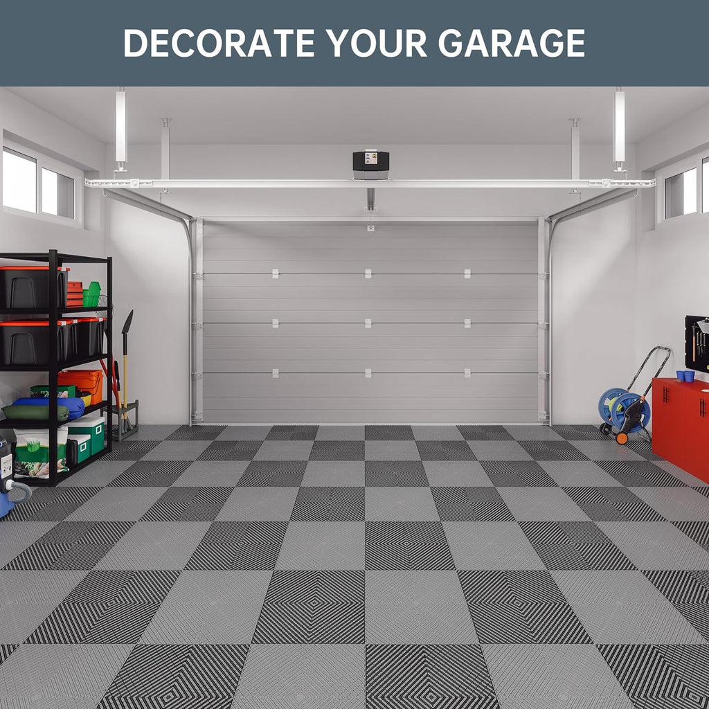 Multifunctional Interlocking Modular Garage Floor Tiles, Non-Slip Interlocking Plastic Floor Tiles, 15.7'' x 15.7'' x 0.7''(Thickness) Flooring Tile(40 Pack), Grey