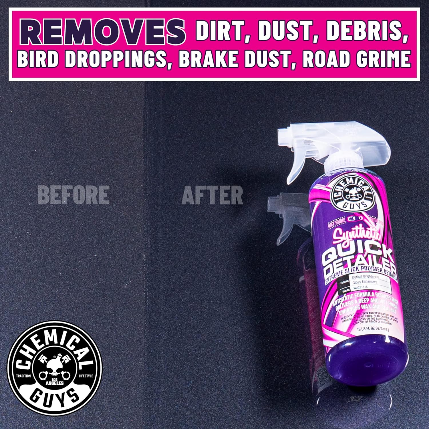 Chemical Guys WAC21116 Synthetic Quick Detailer, Safe for Cars, Trucks, SUVs, Motorcycles, RVs & More, 16 fl oz