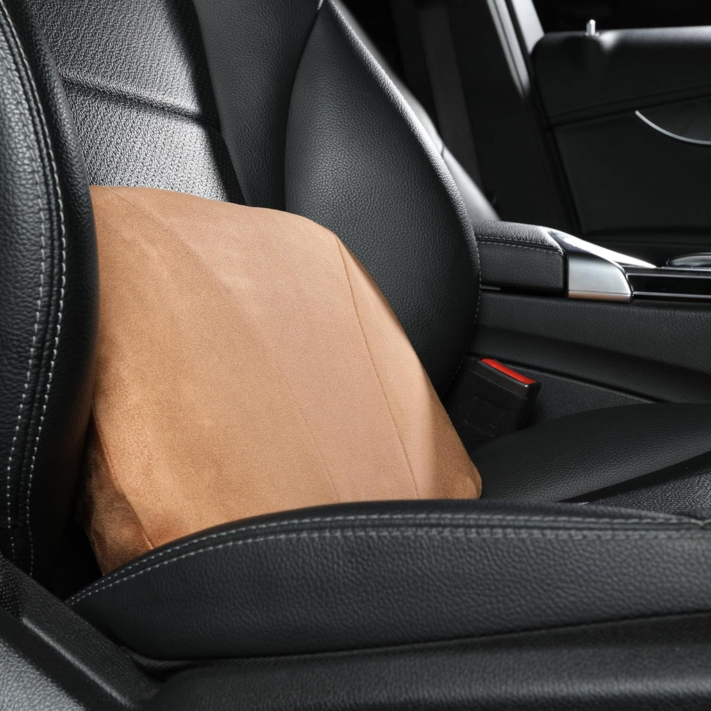 1P Lumbar Support Pillow,15.5x8.7 Memory Foam,Superfiber Suede,Drive car Back Pillows,seat,Office,Rest,Improve Posture(Orange-Brown)
