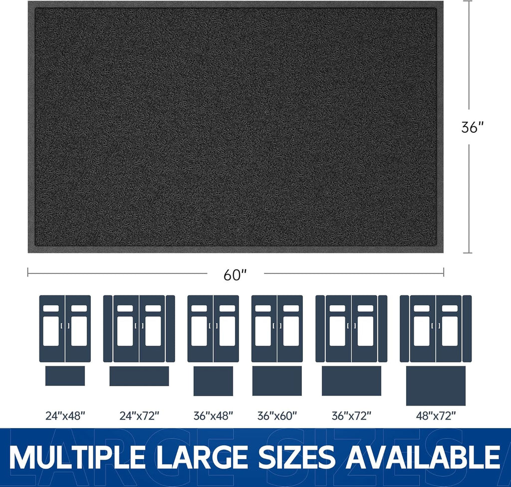 Sturdy Front Door Mat, 60" x 36" Heavy Duty Indoor Outdoor Doormat for Entryway, Fade Resistant, Waterproof Low Profile Entry Mat, Non Slip Welcome Mat for Outside Entrance, Patio, Home