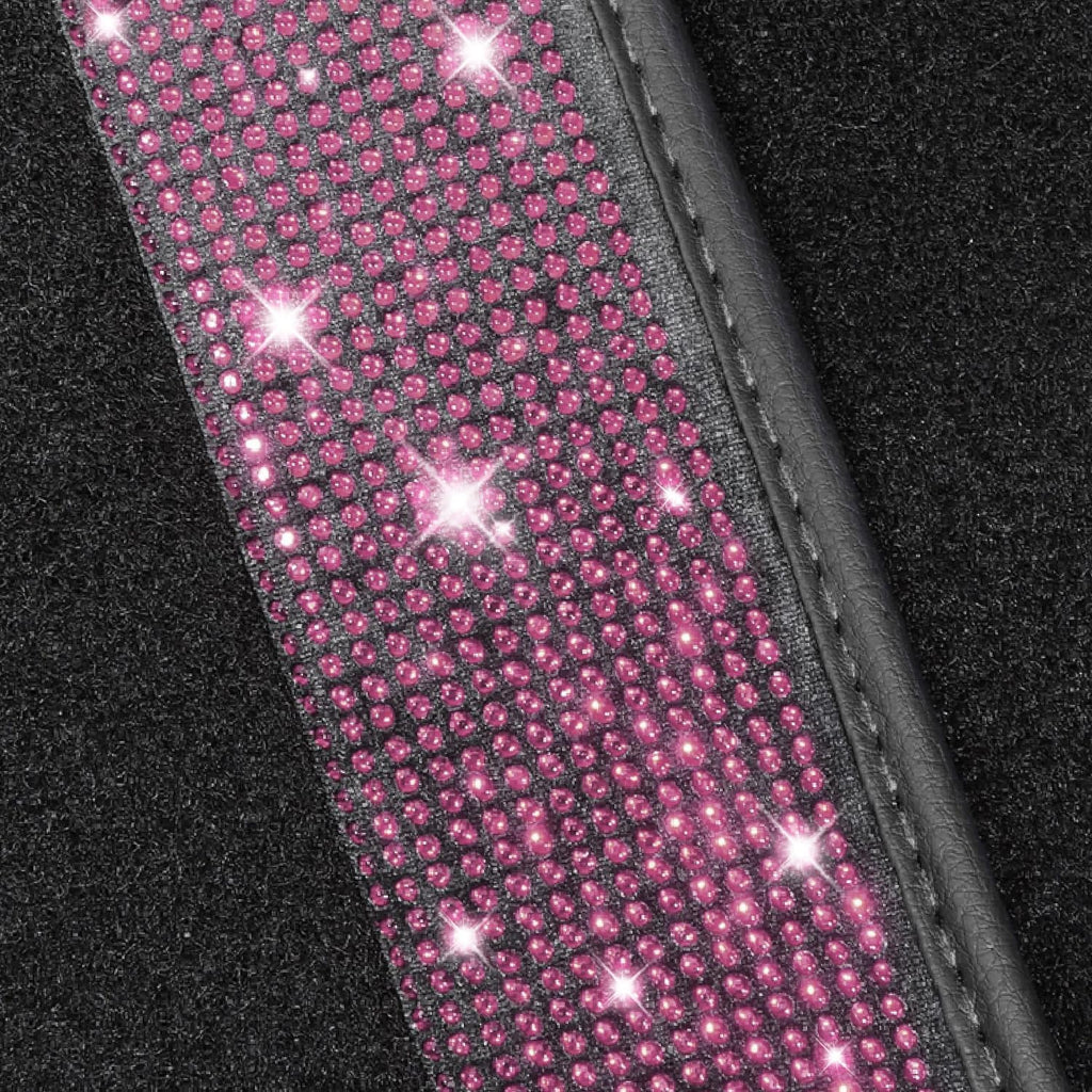 NBTEPEM Pink Bling Car Floor Mats Full Set, Universal Fit Most Cars,SUV, Trucks, 4 pcs Sparkle Glitter Diamond Carpet for Women Girls with Anti-Slip Pad (Pink Diamond)