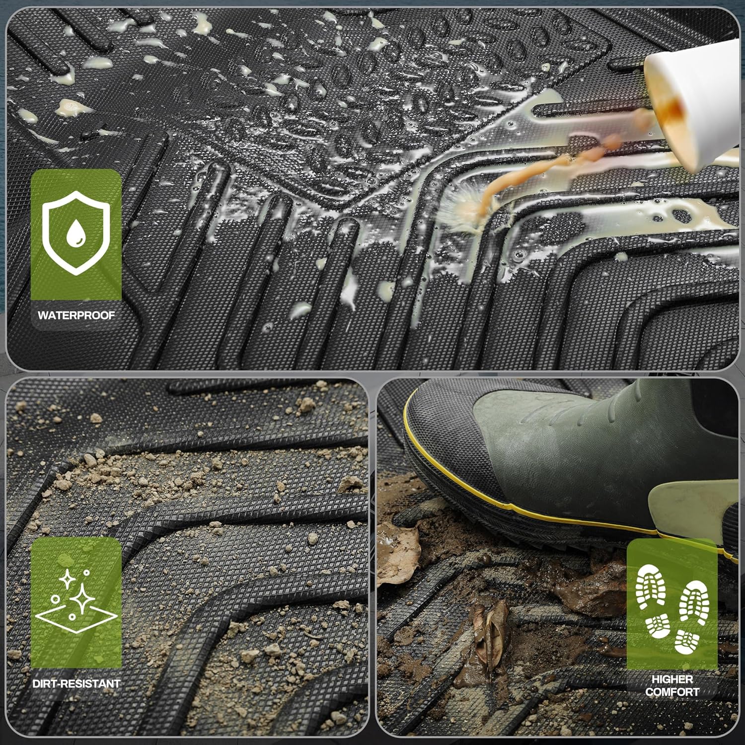 AUTOSAVER88 Floor Mats & Cargo Liners Fit for Kia Telluride 7/8 Seats 2025 2024-2020, All Weather TPE Custom for Floor Liners Trunk Mats Heavy Duty Waterproof Car Mats Set Interior Accessories, Black