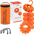 LED Road Flares 6Pack Roadside Emergency car kit Emergency Road Flares Kit with Magnetic Base for Vehicles & Boat | 9 Flash Modes(with Batteries) (6pack rechargeable)