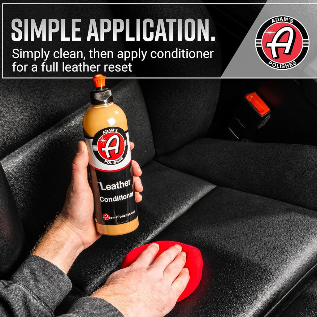 Adam's Polishes Leather Care Kit - Leather Cleaner & Conditioner Car Cleaning Supplies | UV Protection for Interior Accessories Steering Wheel Seat Dash Vinyl Shoe Polish Jacket