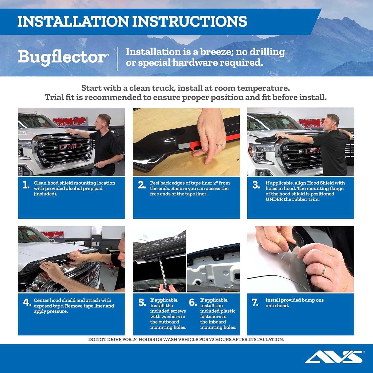 Auto Ventshade [AVS] Bugflector Hood Shield/Protector | Fits 2016-2023 Toyota Tacoma | High Profile Bug Deflector - 1 pc., Dark Smoke | 23681