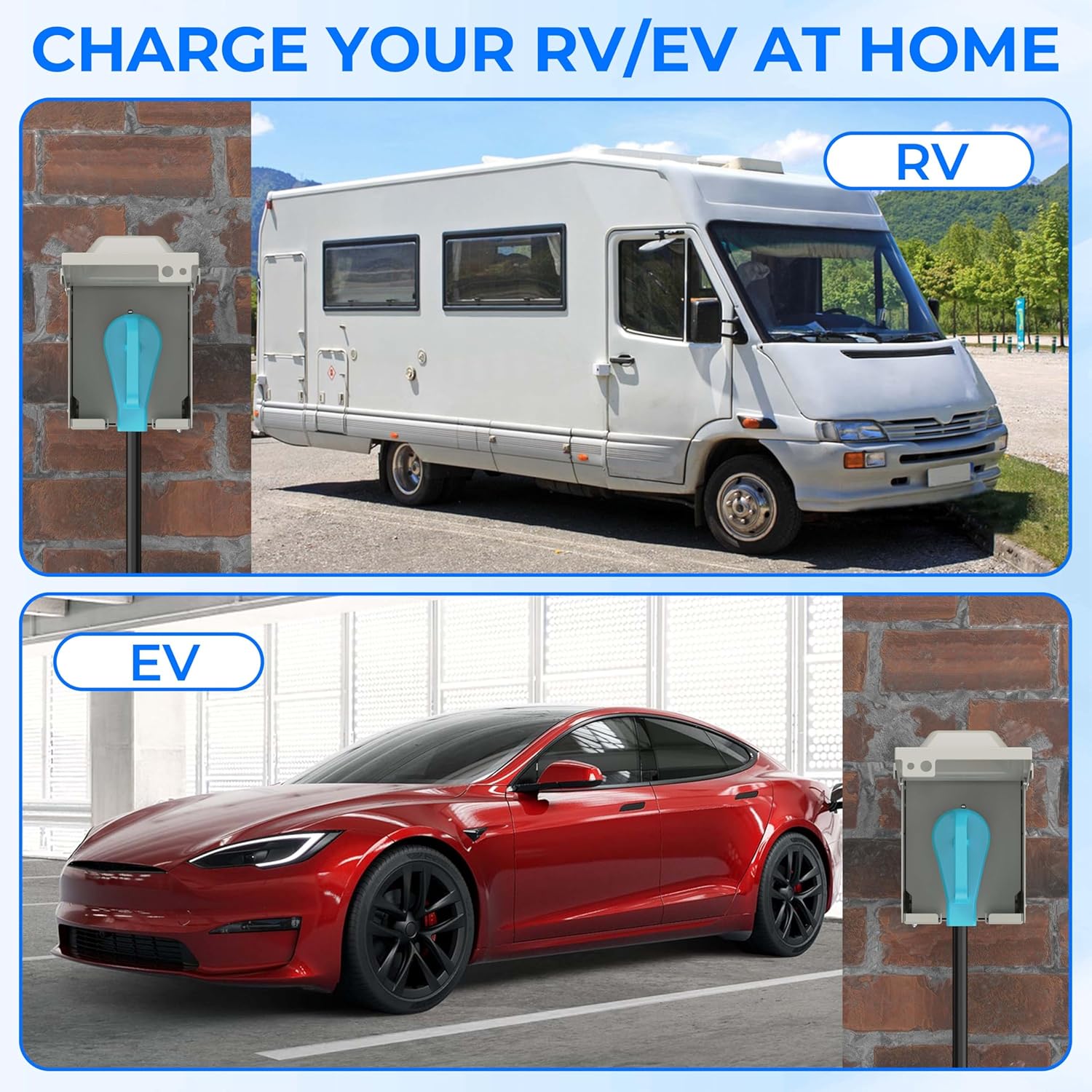 50 Amp RV Power Outlet Box, NEMA 14-50R 125/250 Volt RV Outdoor Electrical Receptacle Panel, Weatherproof, for RV Camper Trailer Motorhome Electric Car Generator