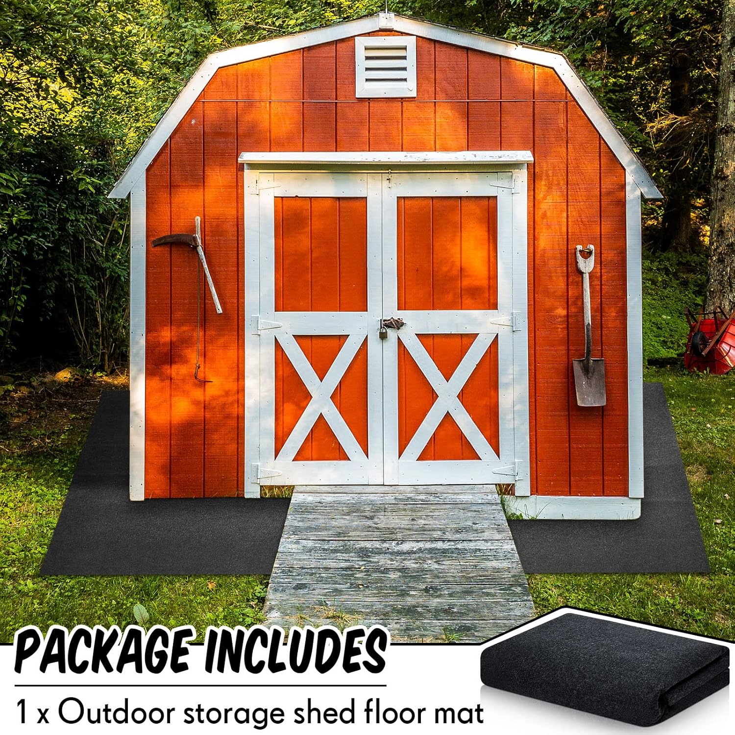 Haull Outdoor Storage Shed Floor Moat Waterproof Outdoor Carport Mat Thickened Soft Patio Furniture Pad Washable with Non Slip Backing, Storage Shed Not Included(4 x 3 ft)