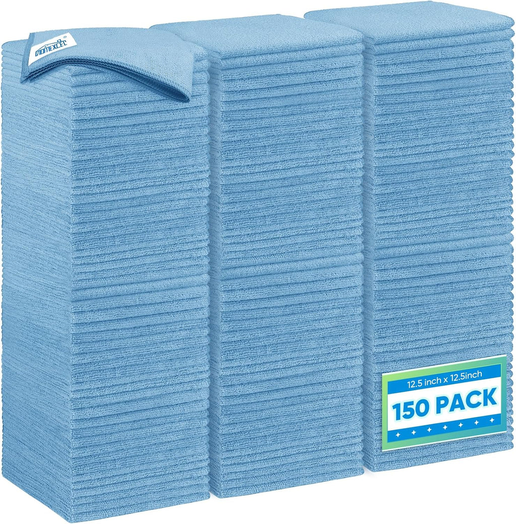 HOMEXCEL Blue Microfiber Cleaning Cloth 12 Pack, 12.5 x 12.5 inch Microfiber Towels for Cars, Ultra Absorbent Car Washing Cloth, Lint Free Streak Free Cleaning Rags for Car, Kitchen, and Window