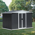 8x6 FT Outdoor Storage Shed,Metal Shed with Sliding Door & Air Vent,Garden Shed W/Sloped Roof,All Weather Waterproof Tool House for Backyard,Patio,Garage,Lawn,Grey