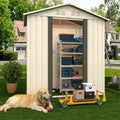 5x3 FT Outdoor Storage Shed, Metal Garden Shed with Lockable Sliding Doors, Small Outside Tool Shed with Sloped Roof & 4 Air Vents, Waterproof Storage Building for Backyard, Patio, Lawn, Cream White