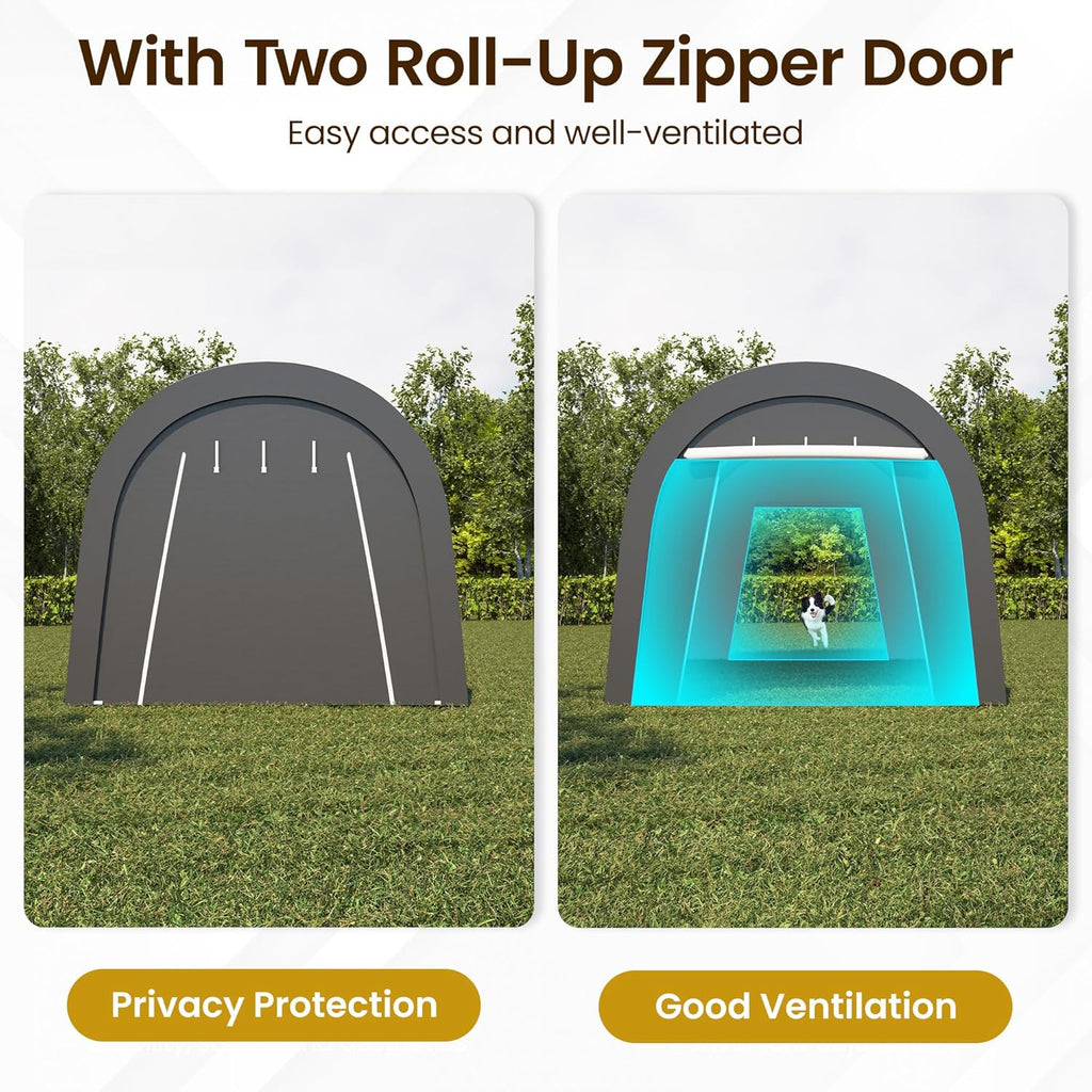 Kiss the Water Carport, Round Portable Garage, Steel Heavy Duty Carport with Ground Stakes, Tensioner and 2 Roll Up Windows PE Fabric Car Port, Garage, Storage Shed, Tent for Storage, SUV (10x20 Ft)