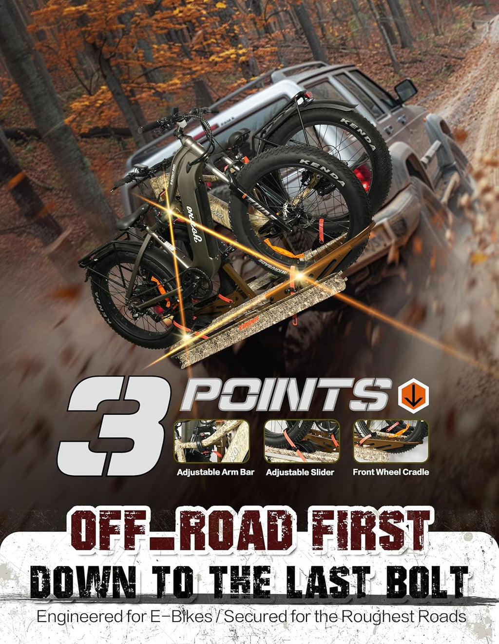 Young Hitch Bike Rack for 2 E-Bikes, Heavy Duty Platform Carrier, 200lbs Capacity, Foldable, Fat Tire, Electric Bike, Hitch Mount, SUV, Truck, RV, Car, 2" Receiver, Anti-Wobble, Camo