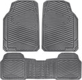 CAR PASS Rubber Car Mats,Car Floor Mats All Weather,Car Mat Full Set 3 Piece,Grey Waterproof Automotive Floor Mat Trim to Fit for Cars Sedan SUVs Small Trucks,Heavy Duty Anti-Slip Easy Clean, All Gray
