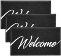 EARTHALL Door Mat 3-Pack Outside Inside Welcome Doormat 30"x17.5" Durable Floor Mat Non Slip Rug Ultra Absorb Mud Easy Clean Front Doormat for Garage, Entryway, Patio, High Traffic Areas, Black