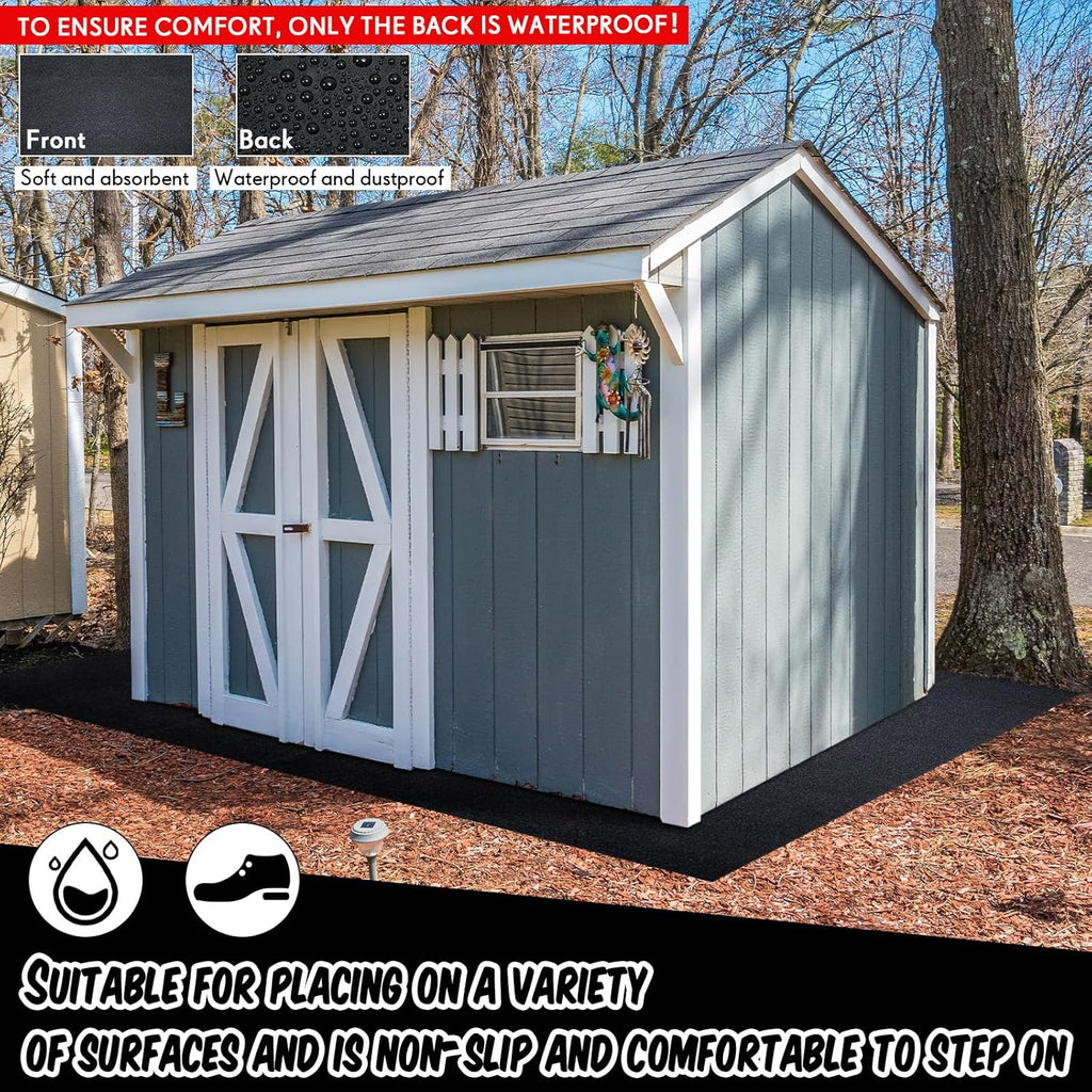 Haull Outdoor Storage Shed Floor Moat Waterproof Outdoor Carport Mat Thickened Soft Patio Furniture Pad Washable with Non Slip Backing, Storage Shed Not Included(6 x 4 ft)