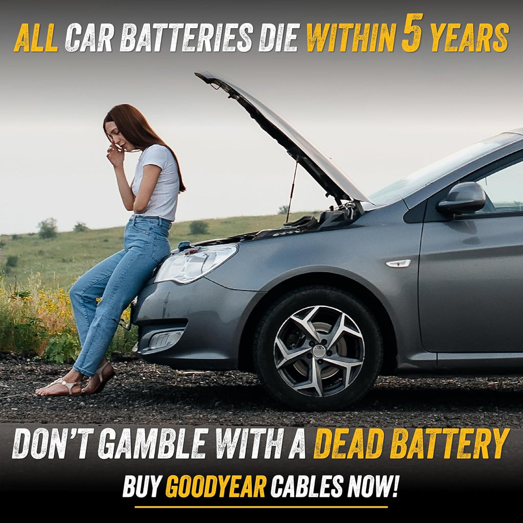 GOODYEAR Heavy Duty Jumper Cables for Car Battery – 2 Gauge 20 ft Booster Cables with Carrying Case for Cars, Trucks, SUVs, Emergency Roadside Kit
