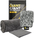 The Giant Giant 24"x36" Car Drying Towel – Ultra Absorbent 1200 GSM Twisted Loop Microfiber, Scratch-Free, Streak-Free, 70/30 Korean Blend – Includes Wash Mitt & Glass Towel for Auto Detailing