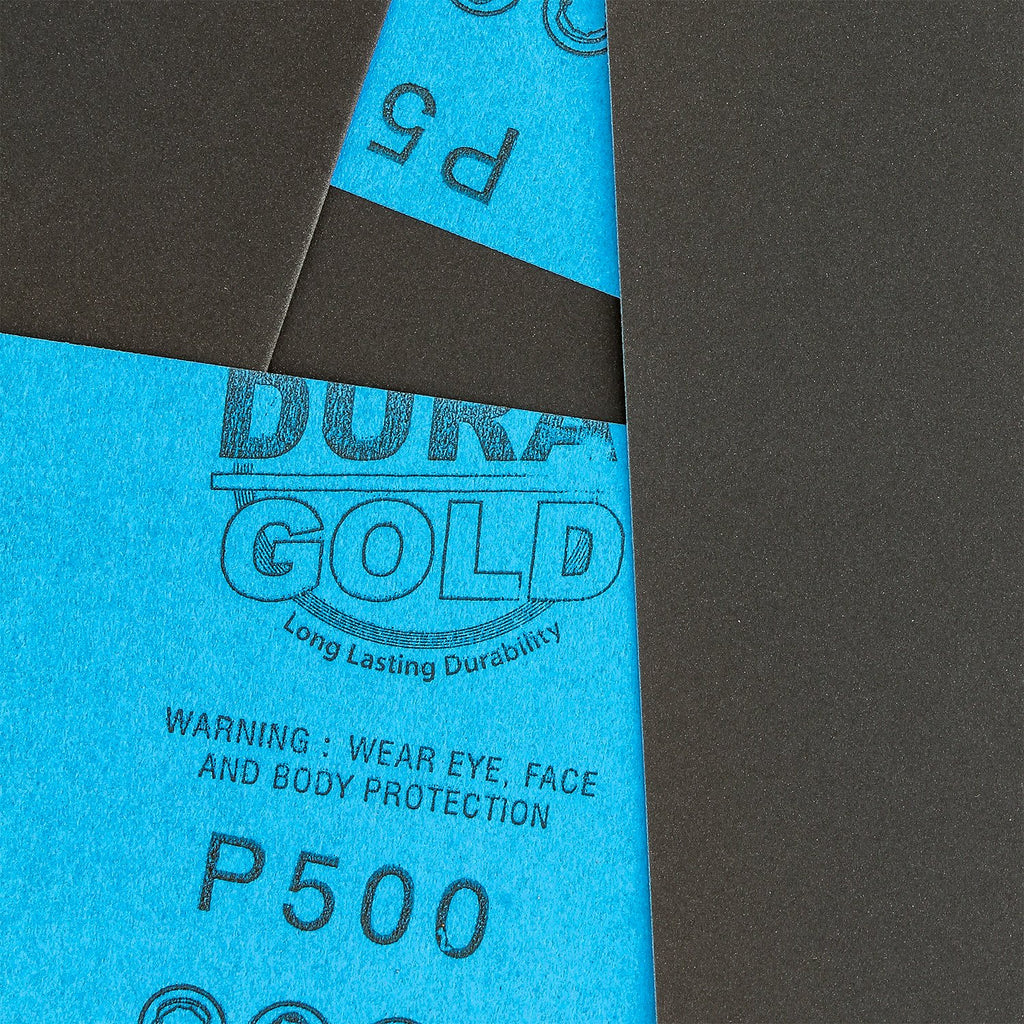 Dura-Gold Premium 500 Grit Wet or Dry Sandpaper Sheets, 5-1/2" x 9", Box of 25 - Car Color Sanding, Detailing, Polishing Automotive, Woodworking Wood Furniture, Metal Finishing, Hand Sand Block Sander