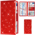 TOURSUIT Car Registration and Insurance Card Holder, Vehicle License Document Glove Box Compartment Organizer, Interior Car Accessories for Women Men Teens (Glitter Red)