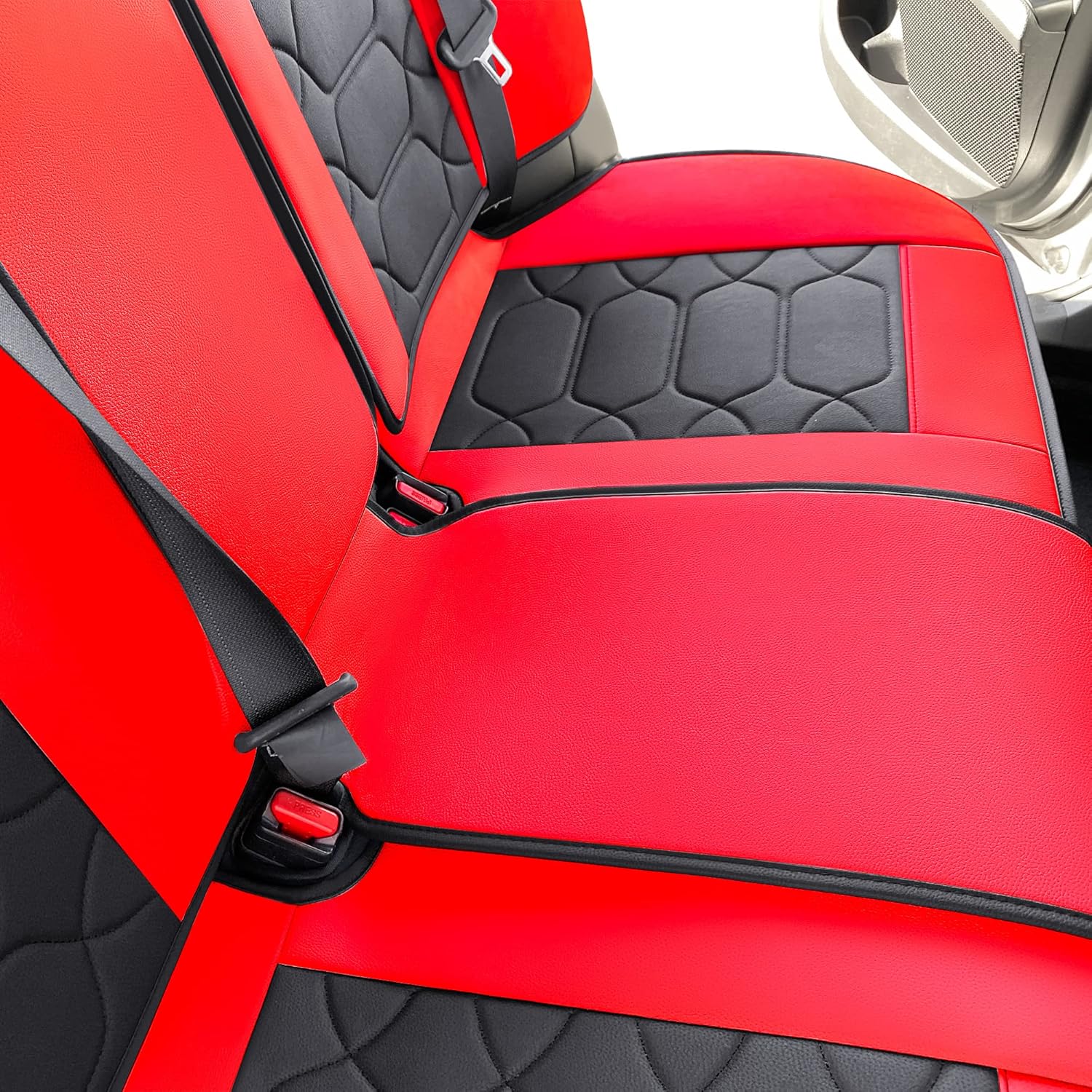 OASIS AUTO Custom Fit Seat Covers for 2012-2025 Toyota Camry, Waterproof Faux Leather Seat Protector Cushion Camry Car Accessories (Full Set, Red)