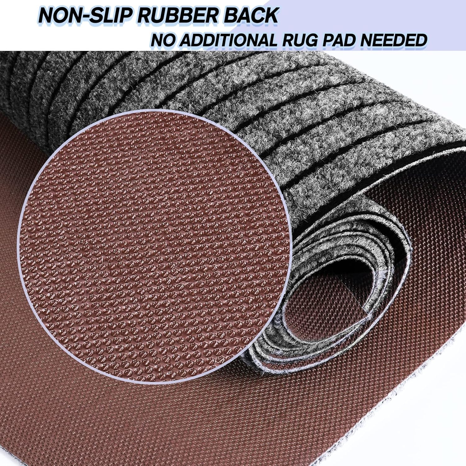 Custom Size Backed Non-Slip Area Rugs Runner, Easy Clean, Waterproof Runner Rugs for Hallway Entryway, Kitchen, Laundry, 3FT x 81FT, Gray Stripe