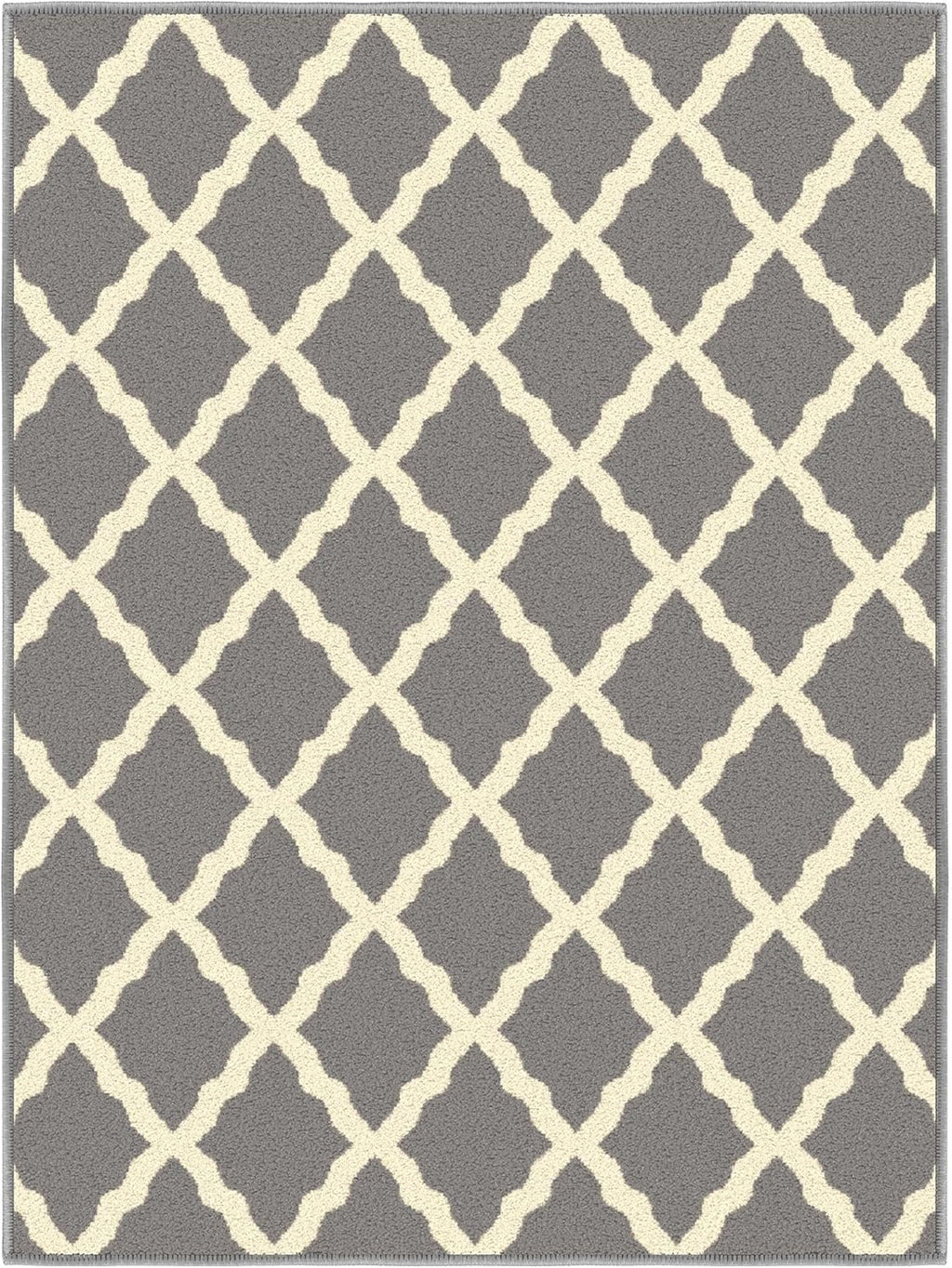 Ottomanson Rugs for Entryway 2'3" x 3' Non Slip Trellis Small Area Rugs Durable Front Door Mat Rug Stain Resistant Entrance Rugs for Bathroom Kitchen Bedroom & Living Room, Gray