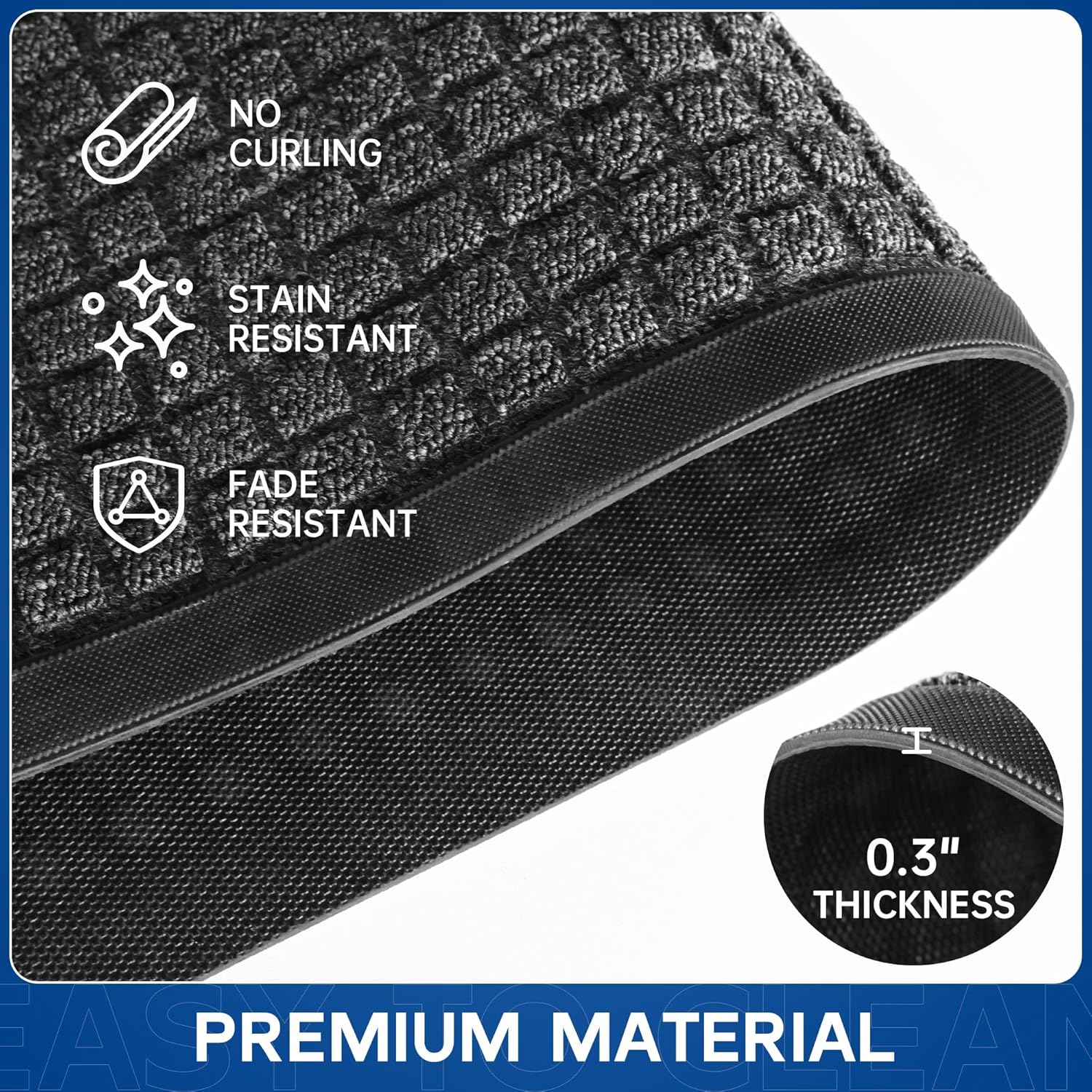 Durable Front Door Mat, 72" x 24" Heavy Duty Indoor Outdoor Doormat for Entryway, Non-Slip Rubber Backing, Stain and Fade Resistant Commercial Floor Mat for Home Office Entry