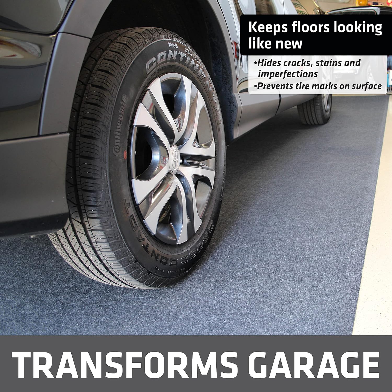 Drymate Garage Floor Mat, (20' x 7'4"), Protects Surfaces, Transforms Garage, Absorbent, Waterproof, Durable (USA Made) (Charcoal) (Includes Double Sided Tape)
