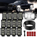12 Pods 324 LED White Rock Lights with 11yd/10M Extension Wire, 6000K Super Bright Underglow Light, Waterproof IP67, 360° Full Angle Illuminate Rock Lights for Trucks Jeep UTV ATV SUV Boats