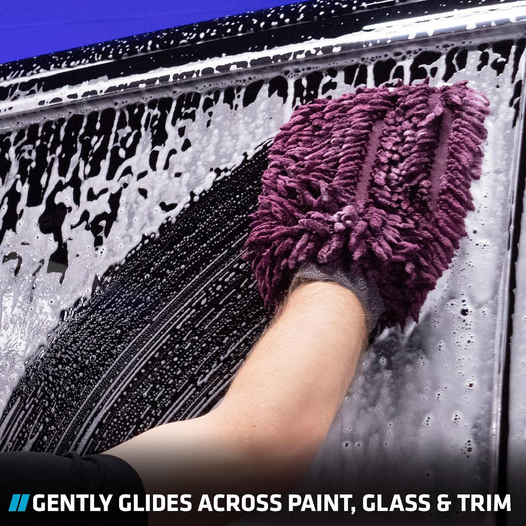 VIKING Car Wash Mitt, Microfiber for Car Cleaning, Premium Chenille, Purple, 10 inch x 8 inch, 2 Pack