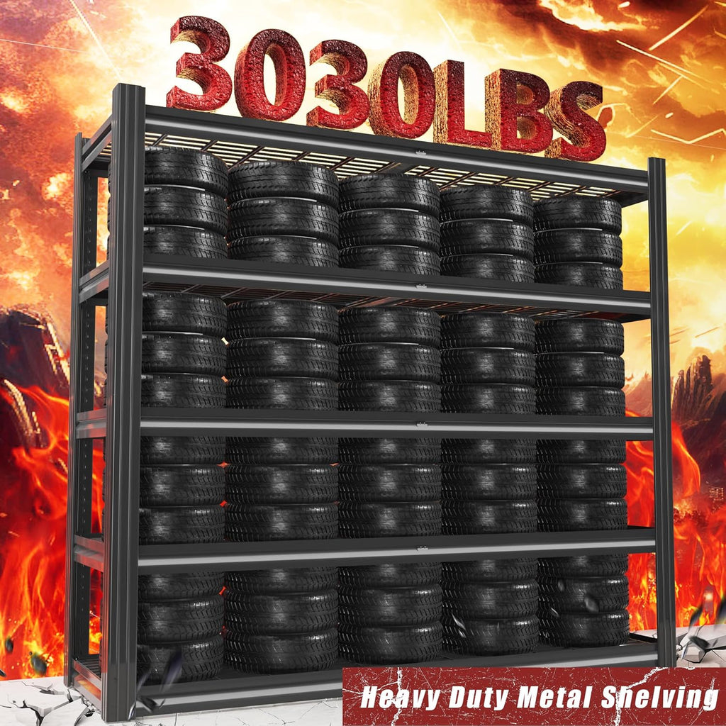 48" W Metal Garage Shelving 5 Tier Storage Shelves Heavy Duty 3030LBS Adjustable Shelf Unit Garage Shelving for Warehouse, Industrial, Basement, 72" H x 48" W x 24" D