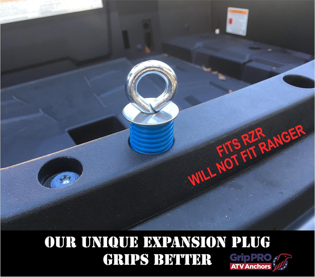 GripPRO ATV Anchors – 6 Pack Fits Polaris Lock & Ride Bed Holes on RZR & Sportsman with 1" Mounts – Secure Gear, Coolers, Tools – Compatible with 1000, 900, 850, 570 – Not for Ranger – US-Owned Brand