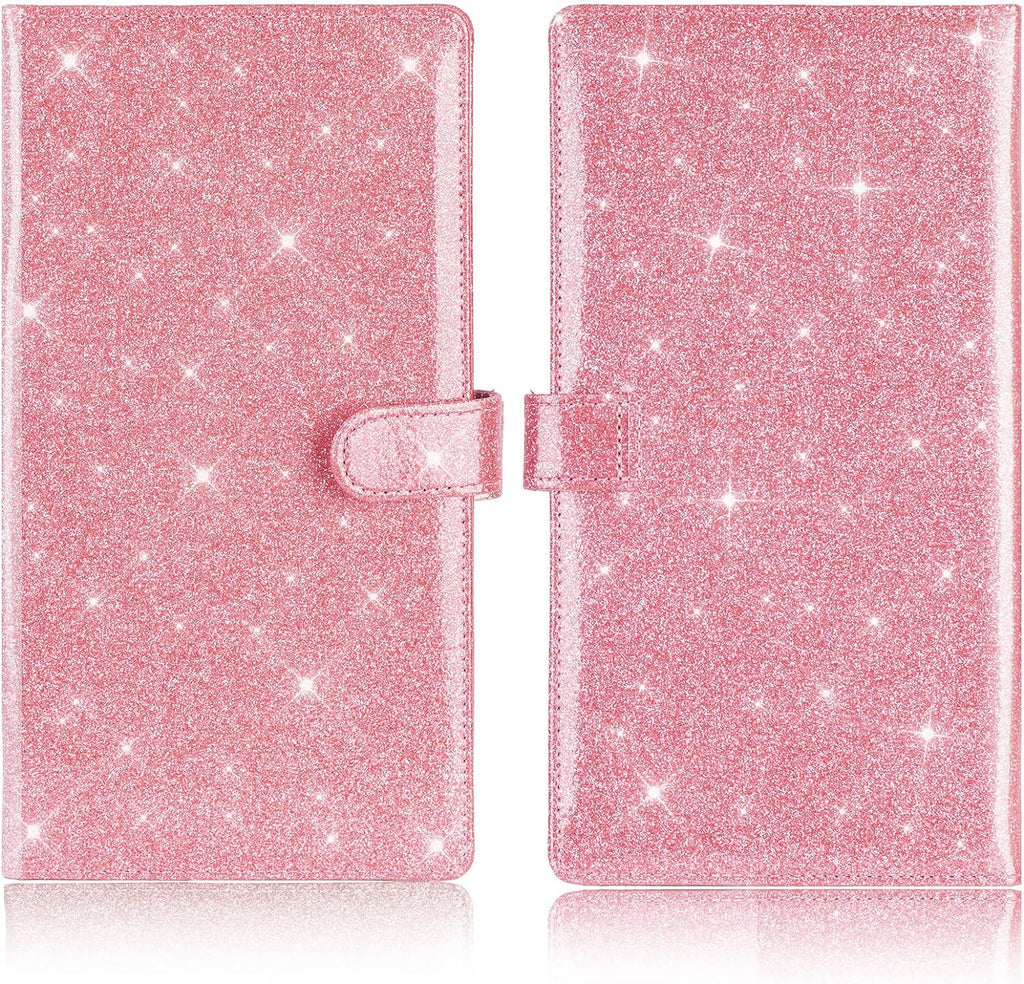 TOURSUIT Car Registration and Insurance Card Holder, Vehicle License Document Glove Box Compartment Organizer, Interior Car Accessories for Women Men (Glitter Pink)