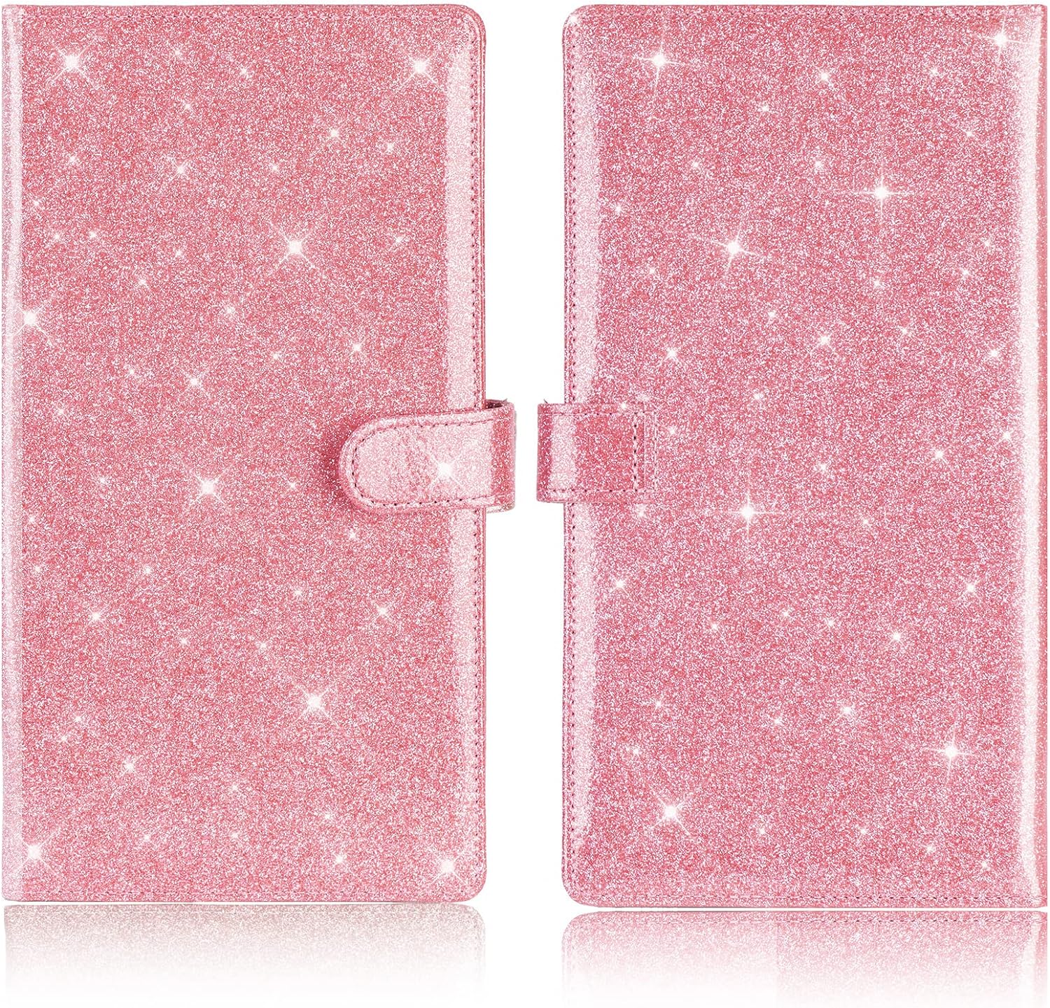 TOURSUIT Car Registration and Insurance Card Holder, Vehicle License Document Glove Box Compartment Organizer, Interior Car Accessories for Women Men (Glitter Pink)