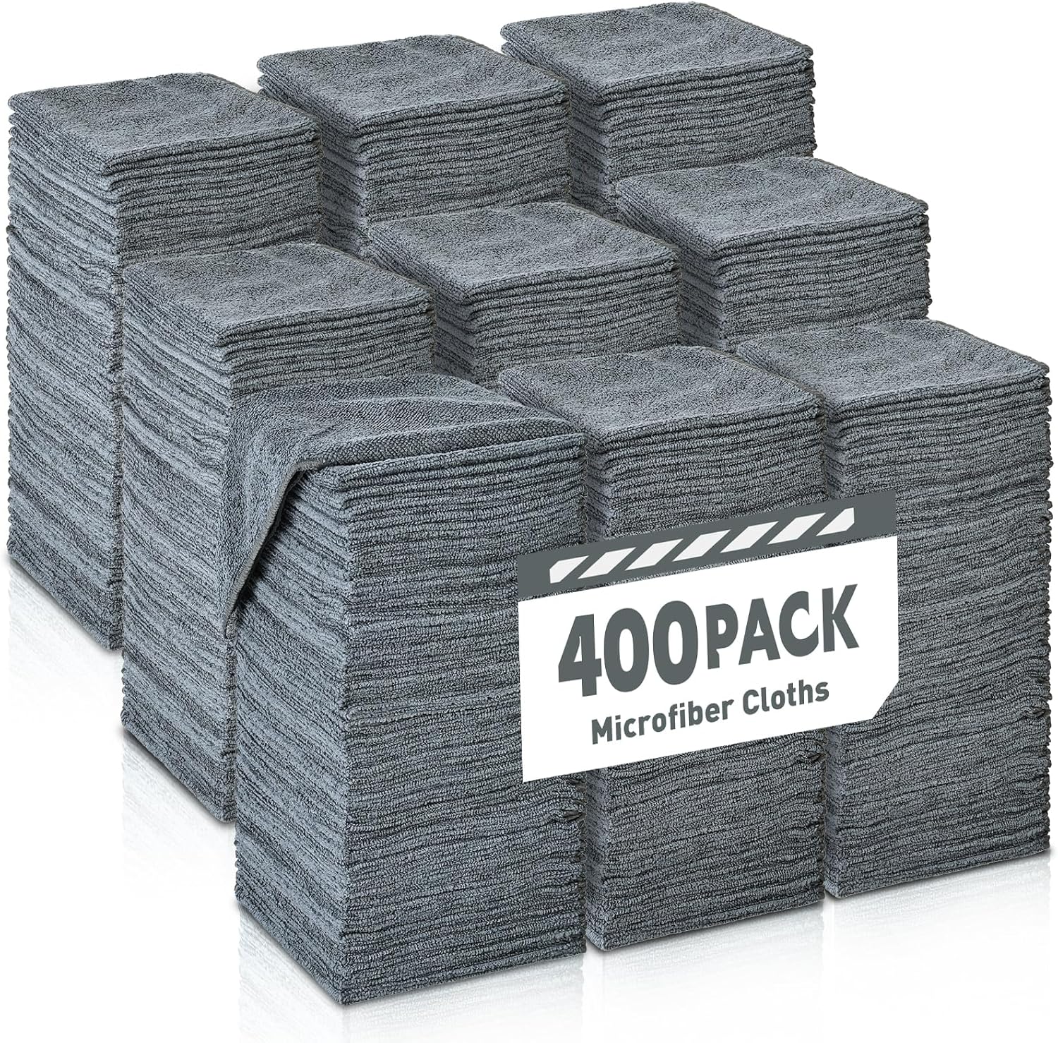 Microfiber Cleaning Cloths Bulk Pack-400 Pack, Microfiber Towels Bulk, Towels for Cars, Cleaning Rags Gray (12x12 inches)