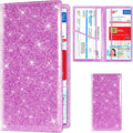 TOURSUIT Car Registration and Insurance Card Holder, Vehicle License Document Glove Box Compartment Organizer, Interior Car Accessories for Women Men Teens (Glitter Purple)