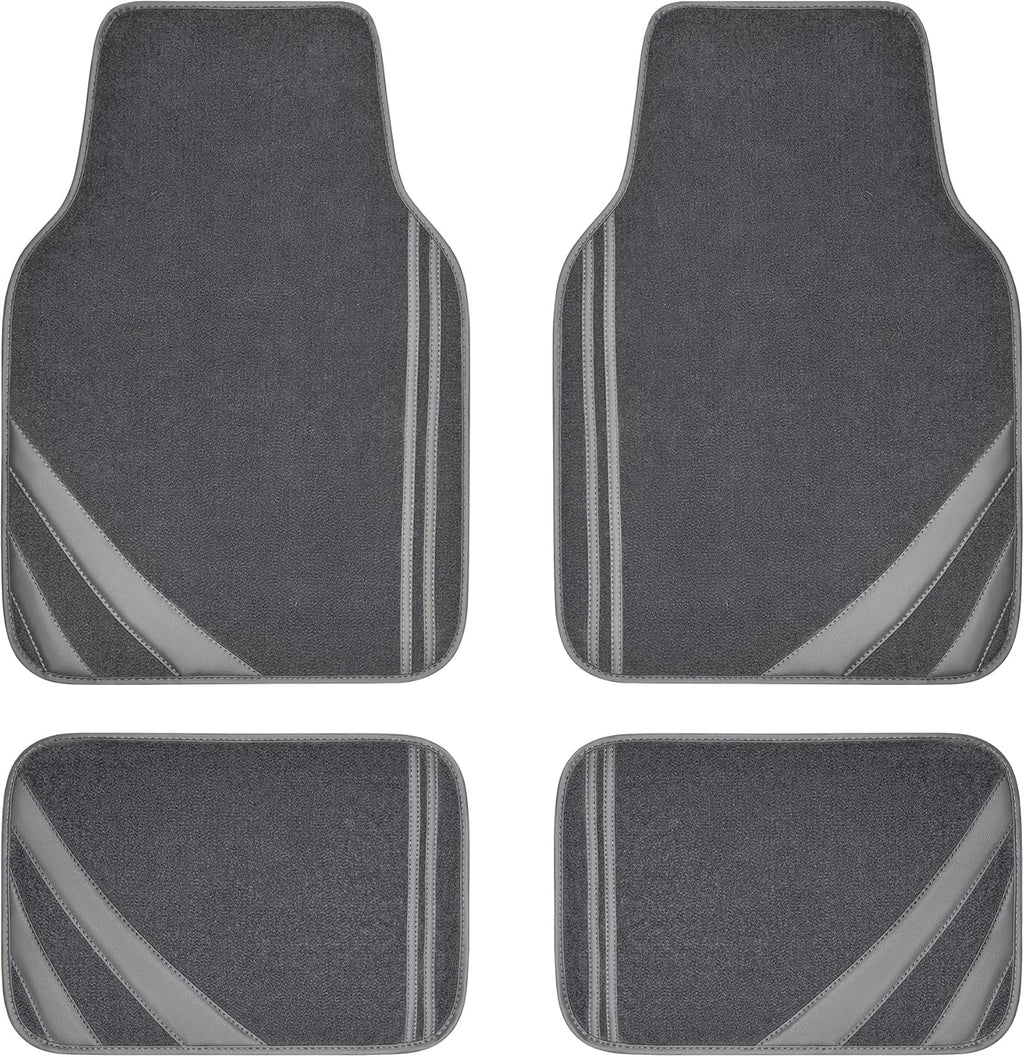 CAR PASS Car Floor Mats, Edge Leather Waterproof Car Mats with Double Stitch Line and Anti-Slip Backing Design, Fit 95% Automotive,SUVS,Sedan,Vans (Pure Gray)