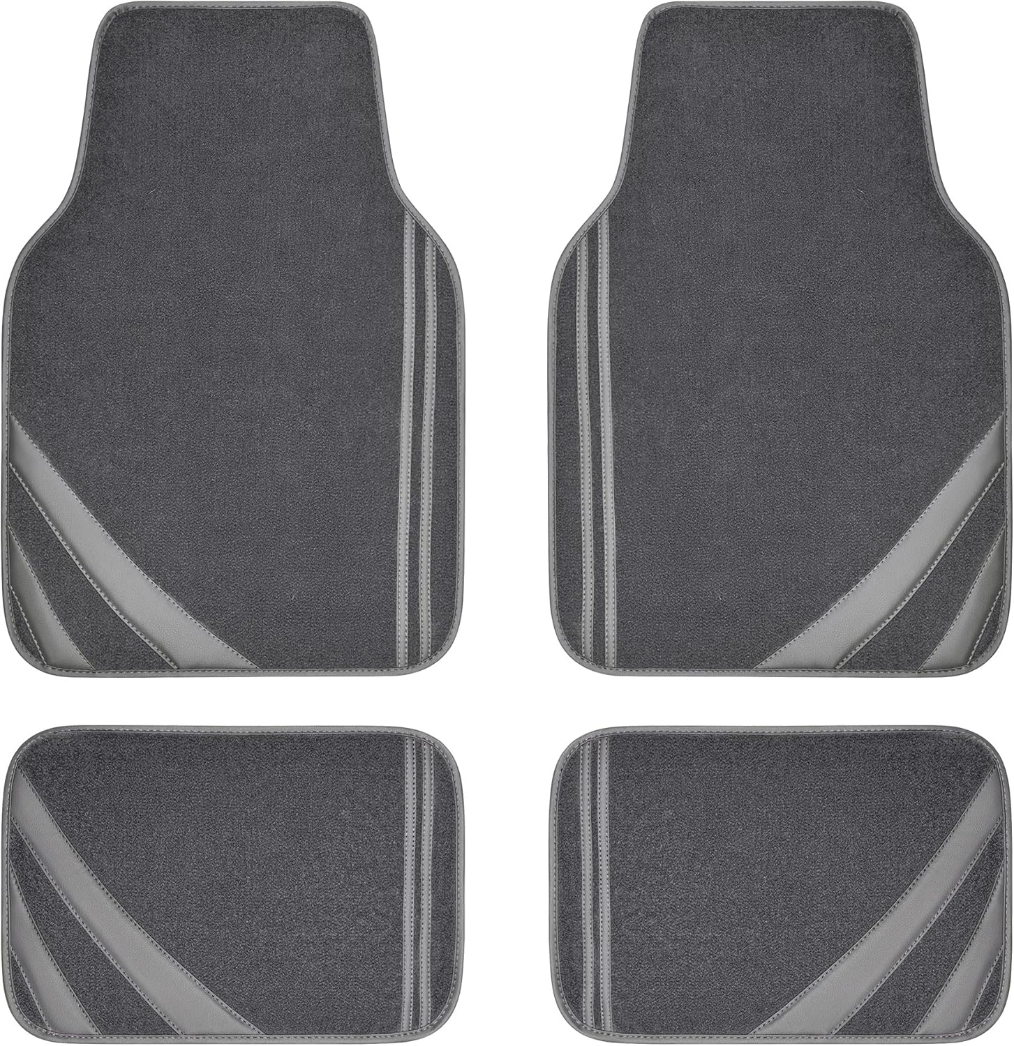 CAR PASS Car Floor Mats, Edge Leather Waterproof Car Mats with Double Stitch Line and Anti-Slip Backing Design, Fit 95% Automotive,SUVS,Sedan,Vans (Pure Gray)