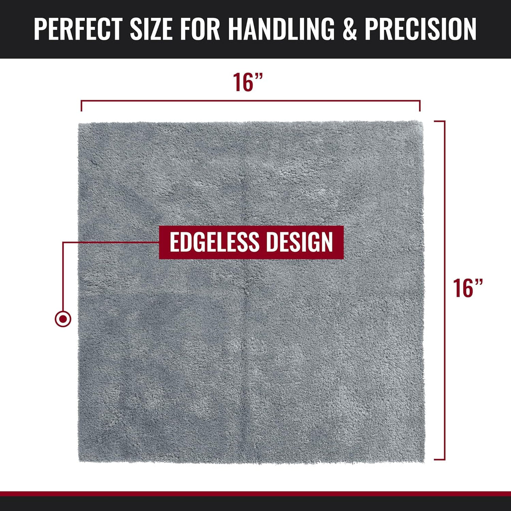 Microfiber Cleaning Cloth - The Gray Beast Towels, Streak-Free Cleaning Rags for Car Wash and Housekeeping, Ultra-Absorbent with Cut Edges to Avoid Scratches (Pack of 5, 16"x16")