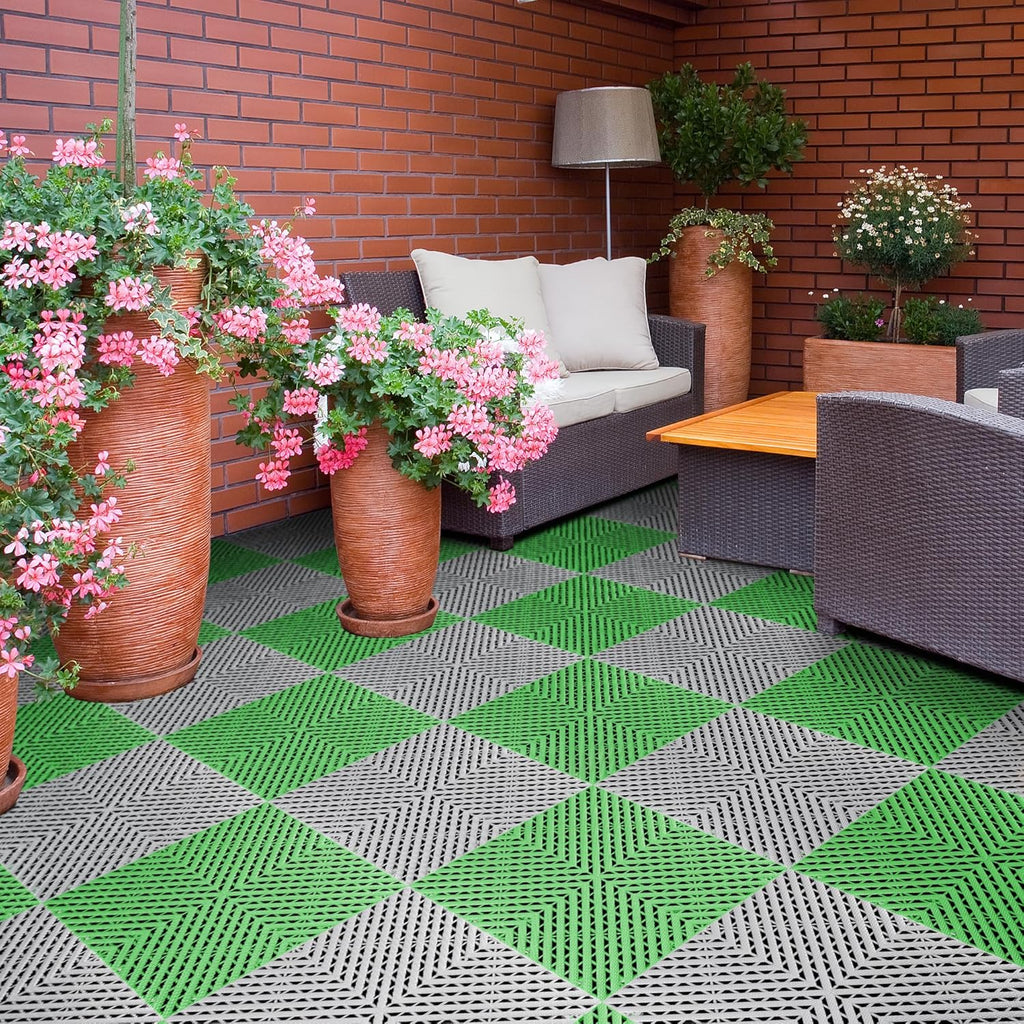 Interlocking Garage Floor Tiles - 0.79in,Vented, Self-Draining, Non-Slip Flooring, Modular, Virgin Polypropylene, Ideal for Garages, Patios, Basements, Decks -51.6 sq ft (RED, 30PCS)
