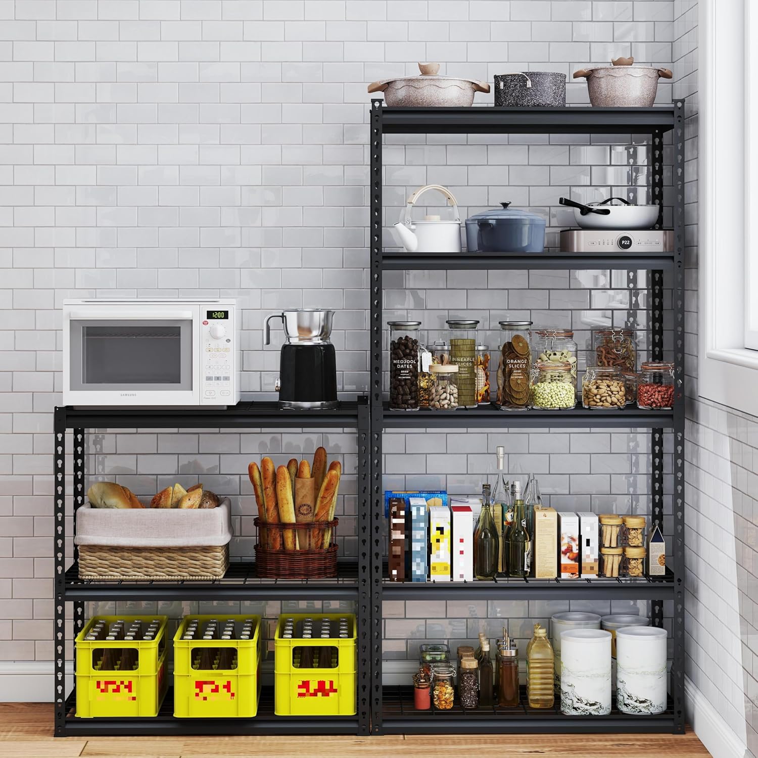 5 Tire Storage Shelving Heavy Duty Garage Shelves 2000LBS Load Bearing, Full Metal Shelving Units, Durable Construction, Adjustable Shelves, Easy Assembly, 36''W x 16''D x 72''H