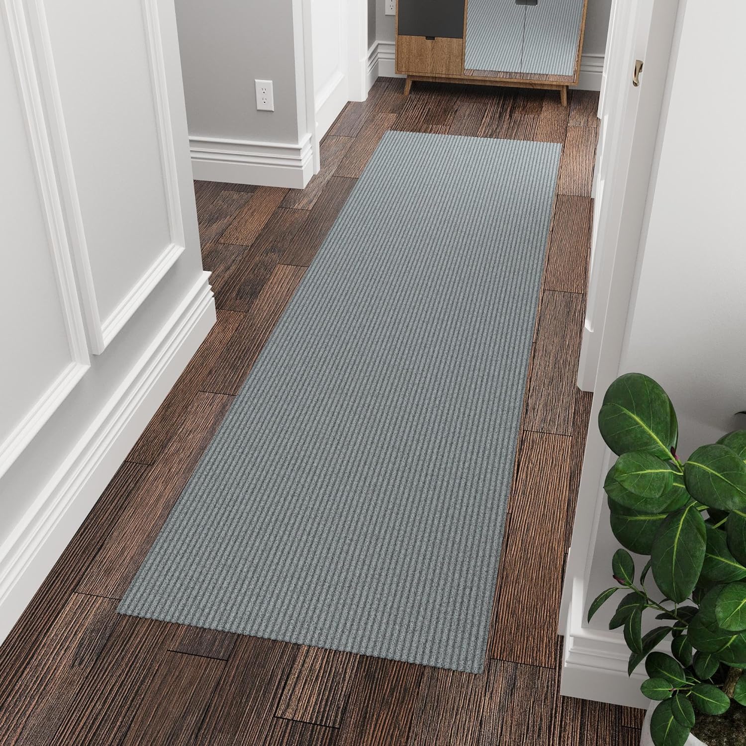 Ottomanson 6'6" x 3' Hallway Runner with Scraper Pile Extra Durable Non-Slip Rug Mat for Indoor & Outdoor Use - Ideal for Kitchen, Entryway, Patio & Garage - High-Traffic Carpet, Gray