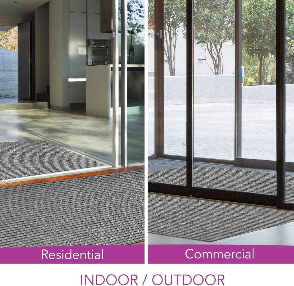 iCustomRug Spartan Weather Warrior Duty Indoor/Outdoor Utility Ribbed in 3ft,4ft,6ft Widths 70 Custom Sizes with Natural Non-Slip Rubber Backing 4'X62' in Grey